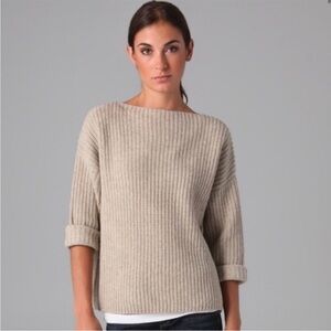 Vince Yak Wool Knit Boat Neck Cropped Sweater Size Small